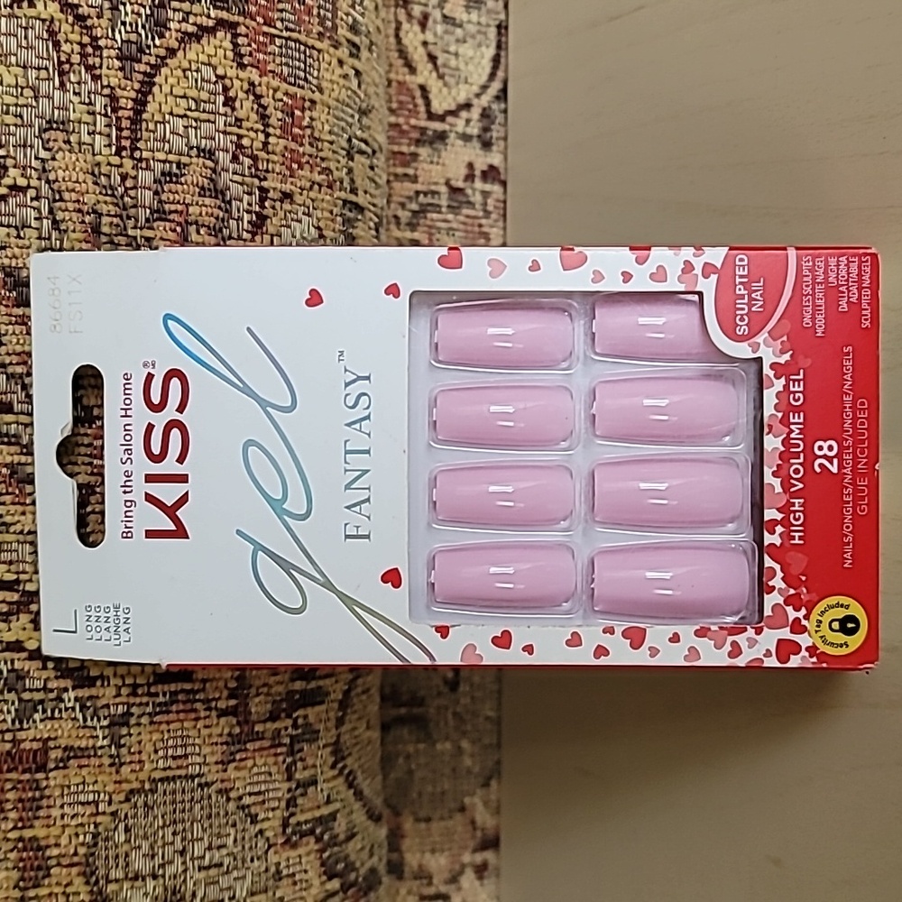 New KISS Gel Fantasy Long Length Glue on Nails Light Pink 86684